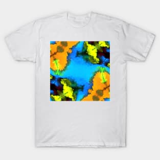 Psychedelic Hippie Square Blue Yellow and Green T-Shirt